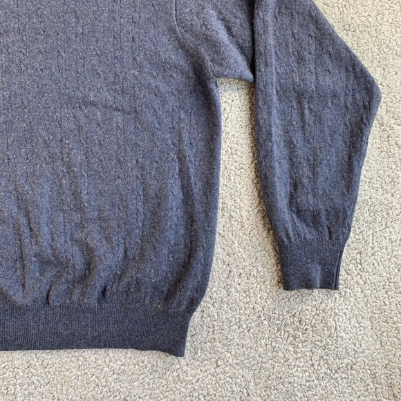 Enzo Mantovani‎ Sweater Cashmere Silk Mens Large Cable Knit Pullover Blue NEW - Picture 5 of 12